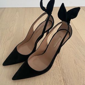 Aquazurra 105 mm bow tie velvet pumps